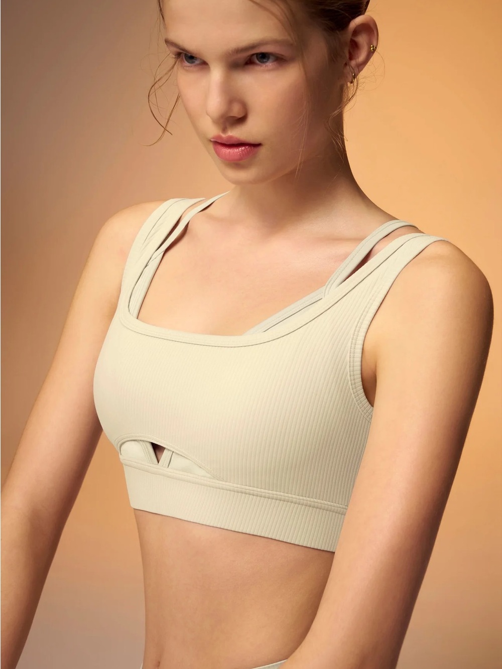 Stretch Your Story ButterEase™ Layered Sports Bra Foam Beige Small